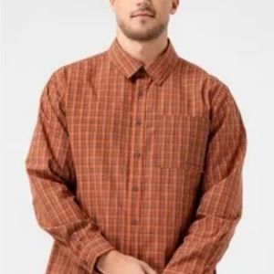 MEN RUST/ORANGE PIN STRIPS DRESS SHIRT